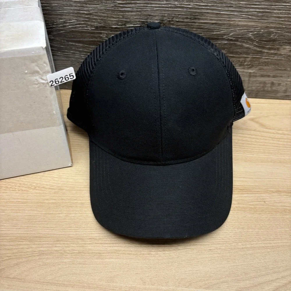 Carhartt Hat Cap Snap Back Black Trucker Mesh Workwear Logo Adjustable Canvas